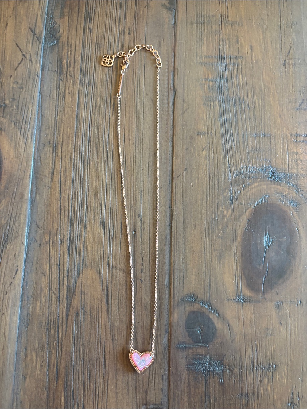 Kendra Scott Rose Gold Heart Necklace with Pink Pendant